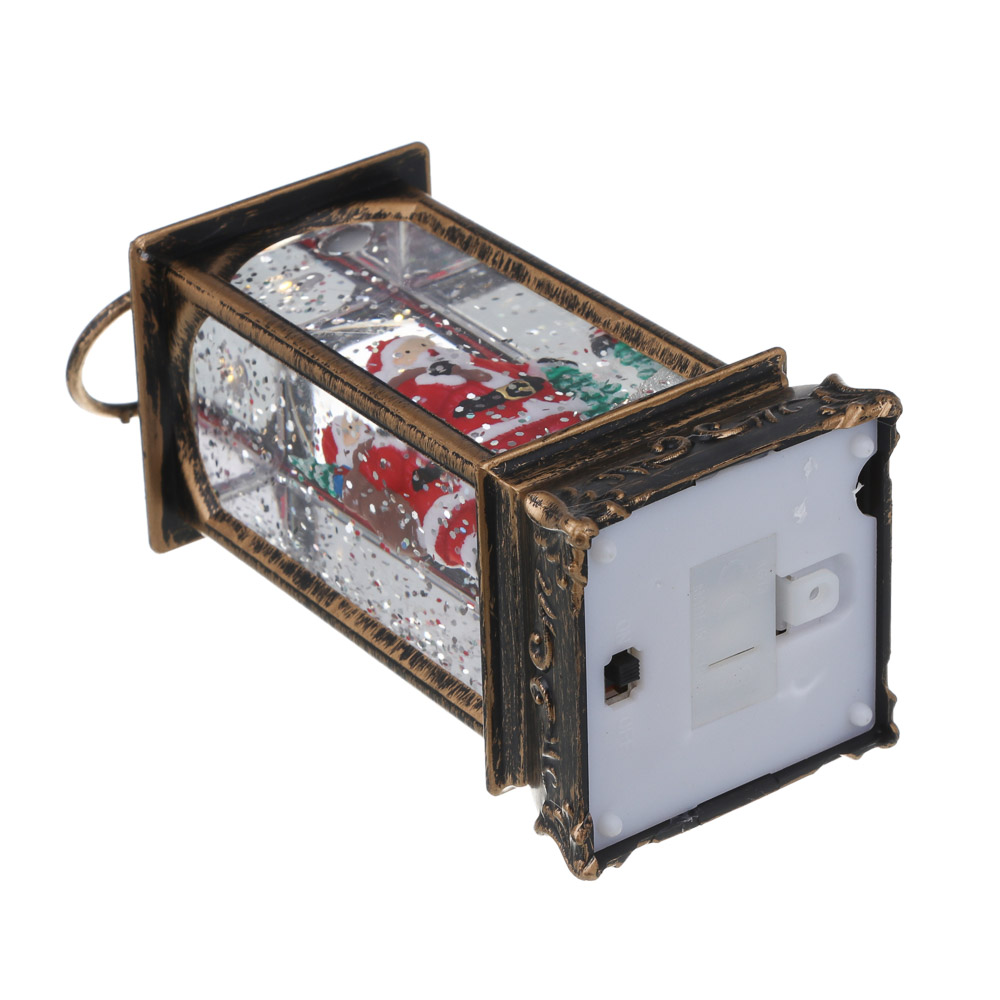 Светильник декоративный LED в виде фонаря со снегом 5x5x13 см СНОУ БУМ, PC, ABS, вода, 3хLR44, 1 режим, 2 дизайна, арт.№ 392-116