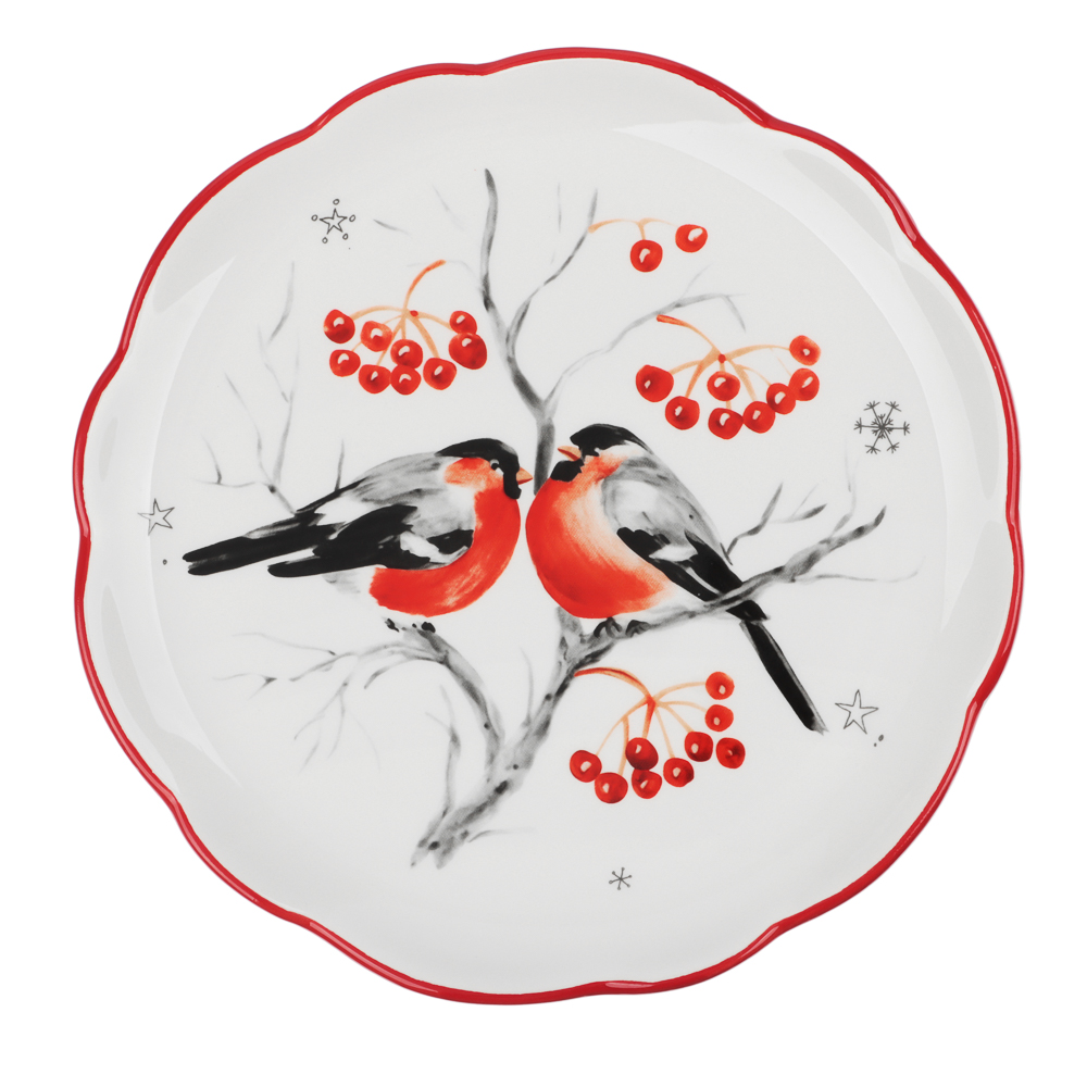 MILLIMI Снегири Блюдо круглое, 20х20х2,5см, керамика — купить в МПР MILLIMI Снегири Блюдо круглое, 20х20х2,5см, керамика, арт.№ 820-680