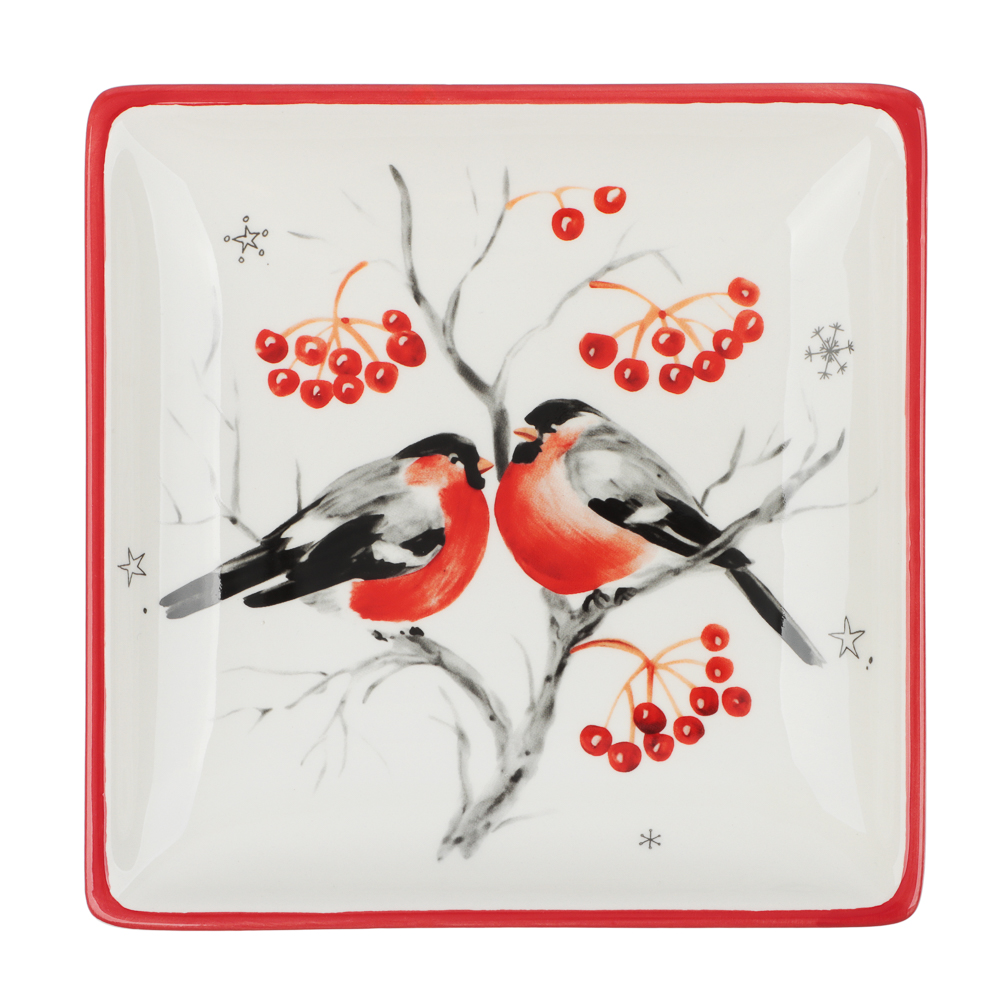 MILLIMI Снегири Блюдо квадратное 15х15х2,9см, керамика — купить в МПР MILLIMI Снегири Блюдо квадратное 15х15х2,9см, керамика, арт.№ 820-681