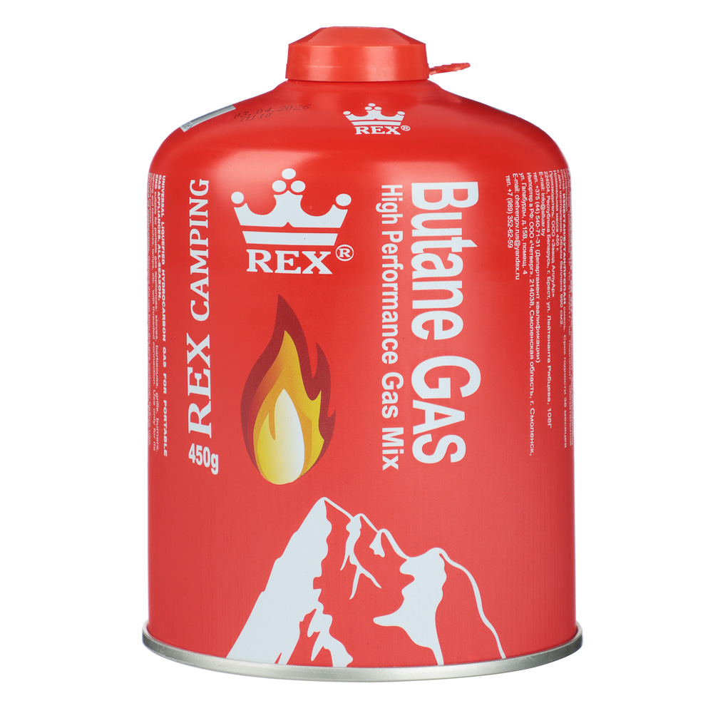 Газовый баллон тм Rex резьбовой метал. баллон 450 гр., 990 см3, арт.№ 116-084