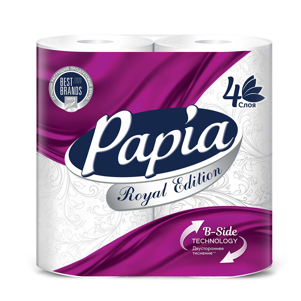 Туалетная бумага PAPIA ROYAL EDITION 4 слоя, 4шт, арт.№ 918-022