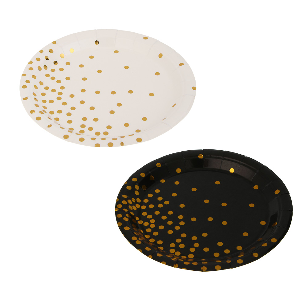 Fntastic Набор тарелок одноразовых, 6 шт, 18 см, бумага, белый, черный, арт.№ 530-391