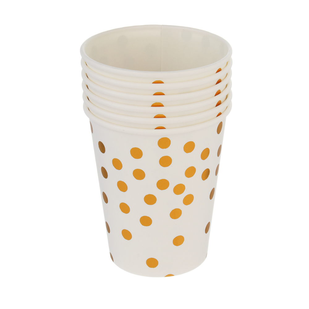 Fntastic Набор стаканов одноразовых, 6 шт, 250 мл, бумага, черный, белый, арт.№ 530-392