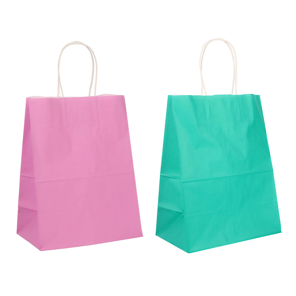 Пакет подарочный с кручеными ручками 24x14x30см, 2 цвета: розовый/зеленый в асс, арт.№ 507-505