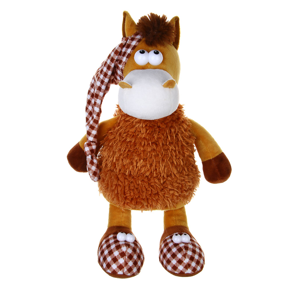 СНОУ БУМ Мягкий сувенир Лошадка в колпаке 20 см, полиэстер, арт.№ 394-567