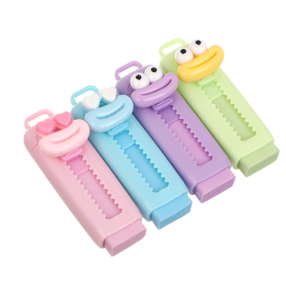 Ластик выдвижной "Мемы", 8,4х2,4см., ТПР, пластик, 4 дизайна, шоу-бокс, арт.№ 607-081