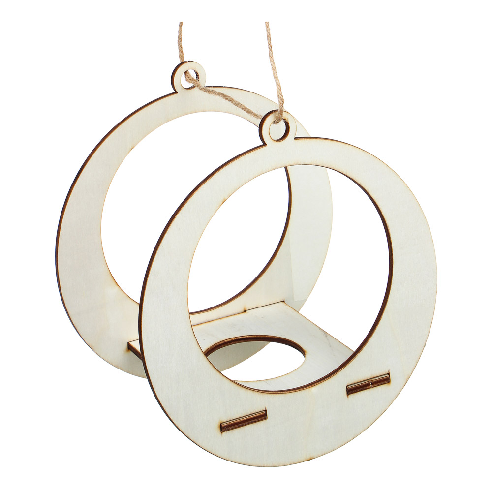 INBLOOM Подставка для кашпо подвесная Круг 22х20х14см, веревка 1.5м, дерево, арт.№ 177-015