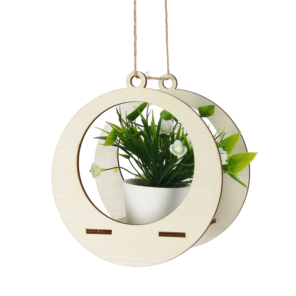 INBLOOM Подставка для кашпо подвесная Круг 22х20х14см, веревка 1.5м, дерево, арт.№ 177-015