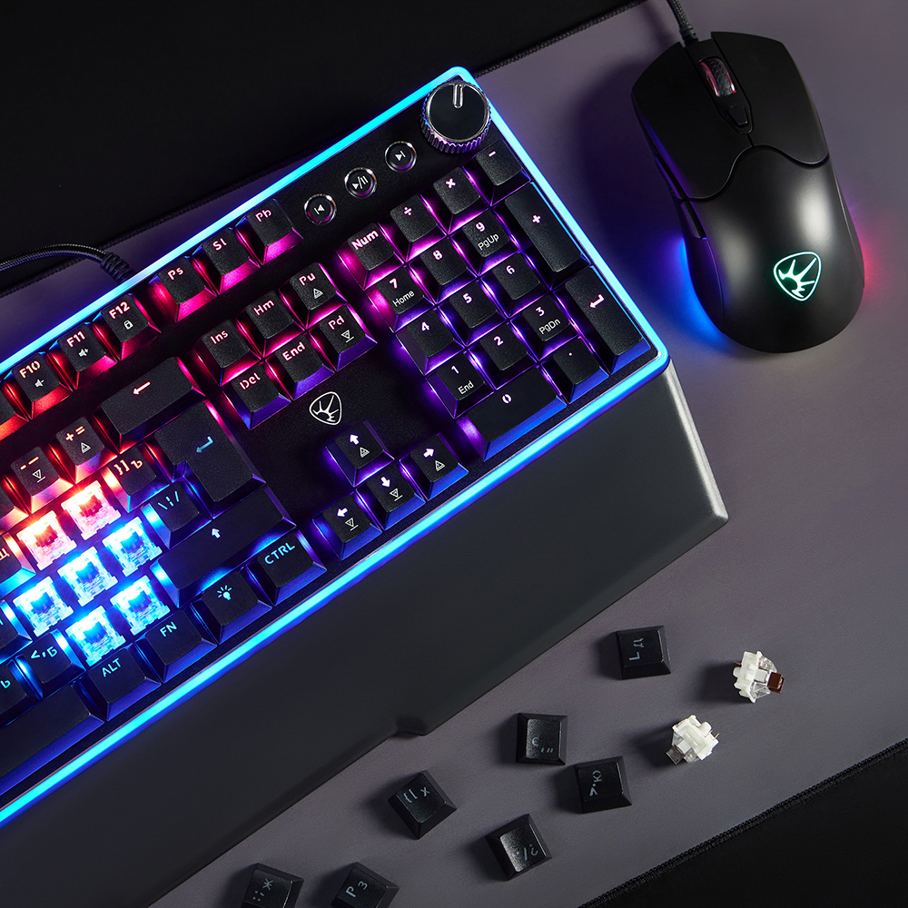 Игровая клавиатура проводная BY Pavez FULL SIZE ISO, мех., 108кл.,Outemu"Brown",RGB,2м,энкодер, арт.№ 405-076