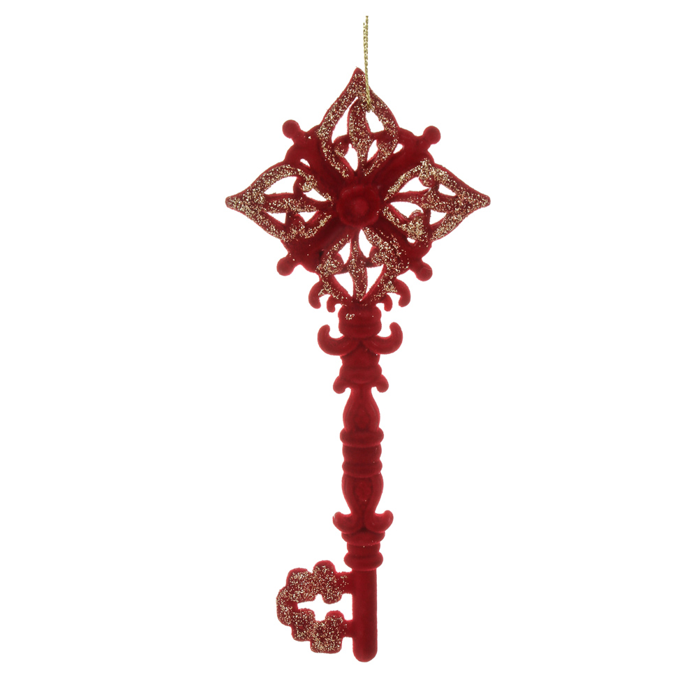 Подвесное украшение "Ключик" тм СНОУ БУМ 16 см, пластик, красный с позолотой, арт.№ 397-549