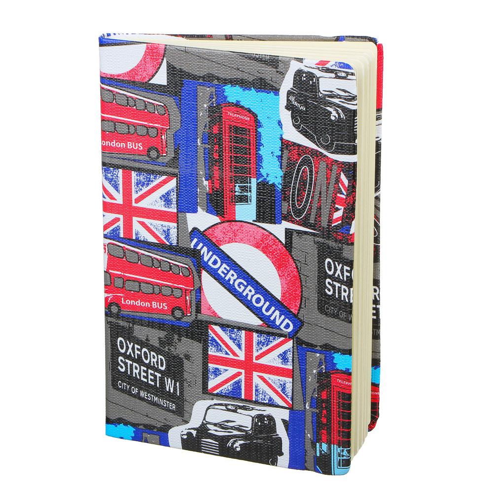 Записная книжка А5 80л., тв.обложка, резинка, закладка, PU, бумага, 4 дизайна, арт.№ 576-005