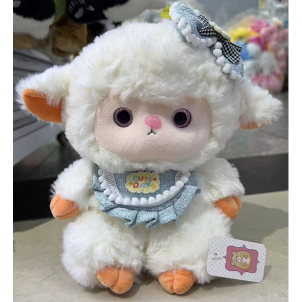 Игрушка мягкая "Овечка" с нагрудником, 20 см, полиэстер, тм ИГРОЛЕНД, 3+, арт.№ 264-604