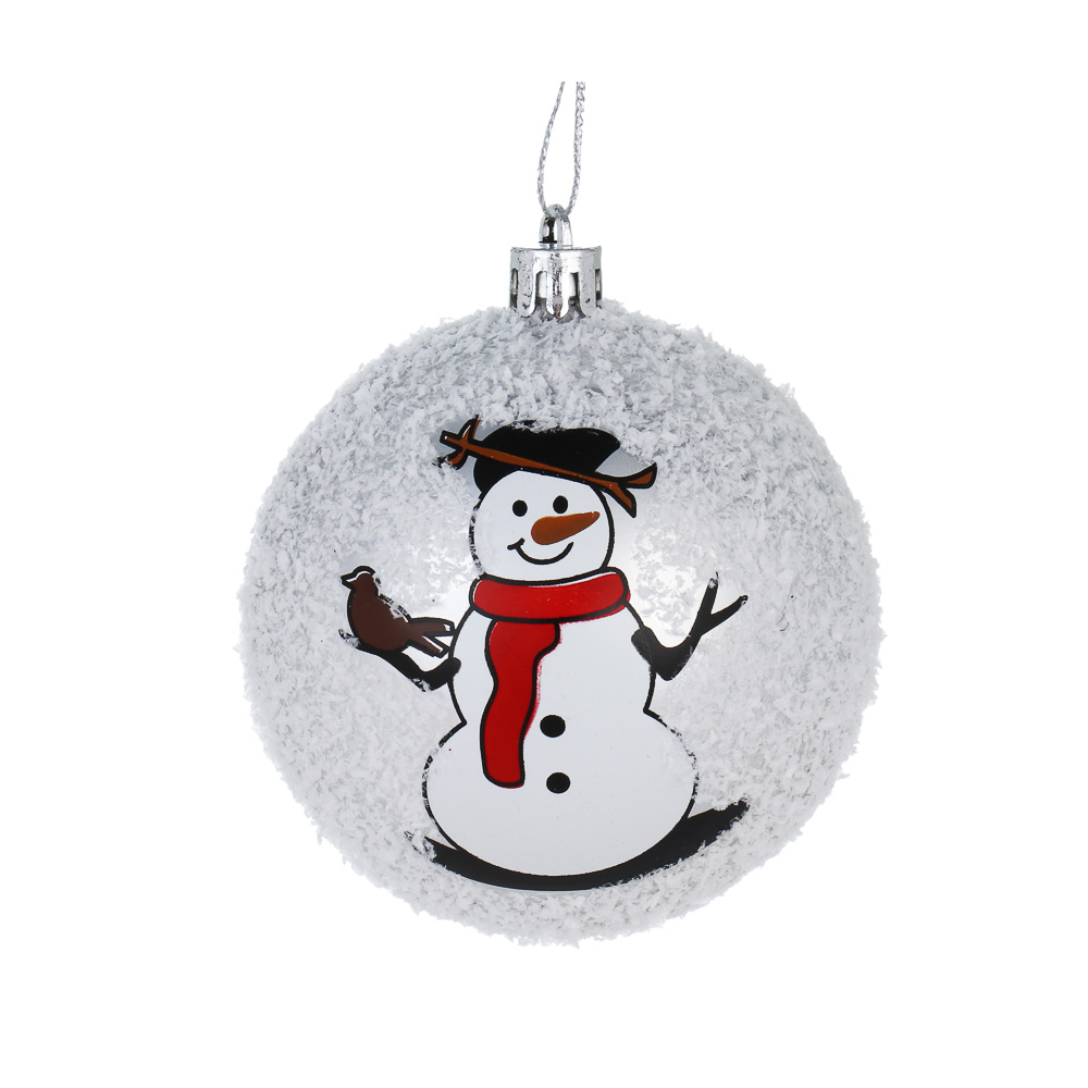 СНОУ БУМ Шар 8 см, белый, снеговик, арт.№ 373-617