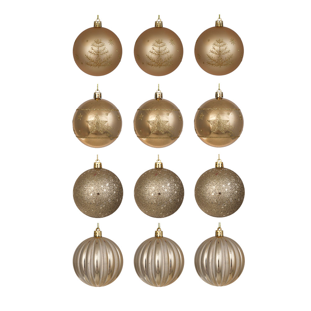 СНОУ БУМ Набор шаров 8см, 12шт, золото, 26-203, арт.№ 309-073