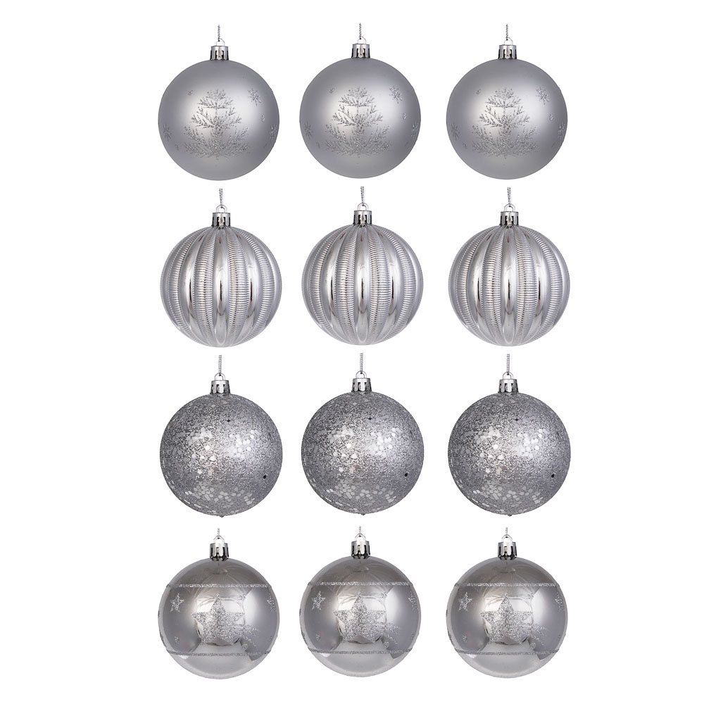 СНОУ БУМ Набор шаров 8см, 12шт, серебро, 26-204, арт.№ 309-074