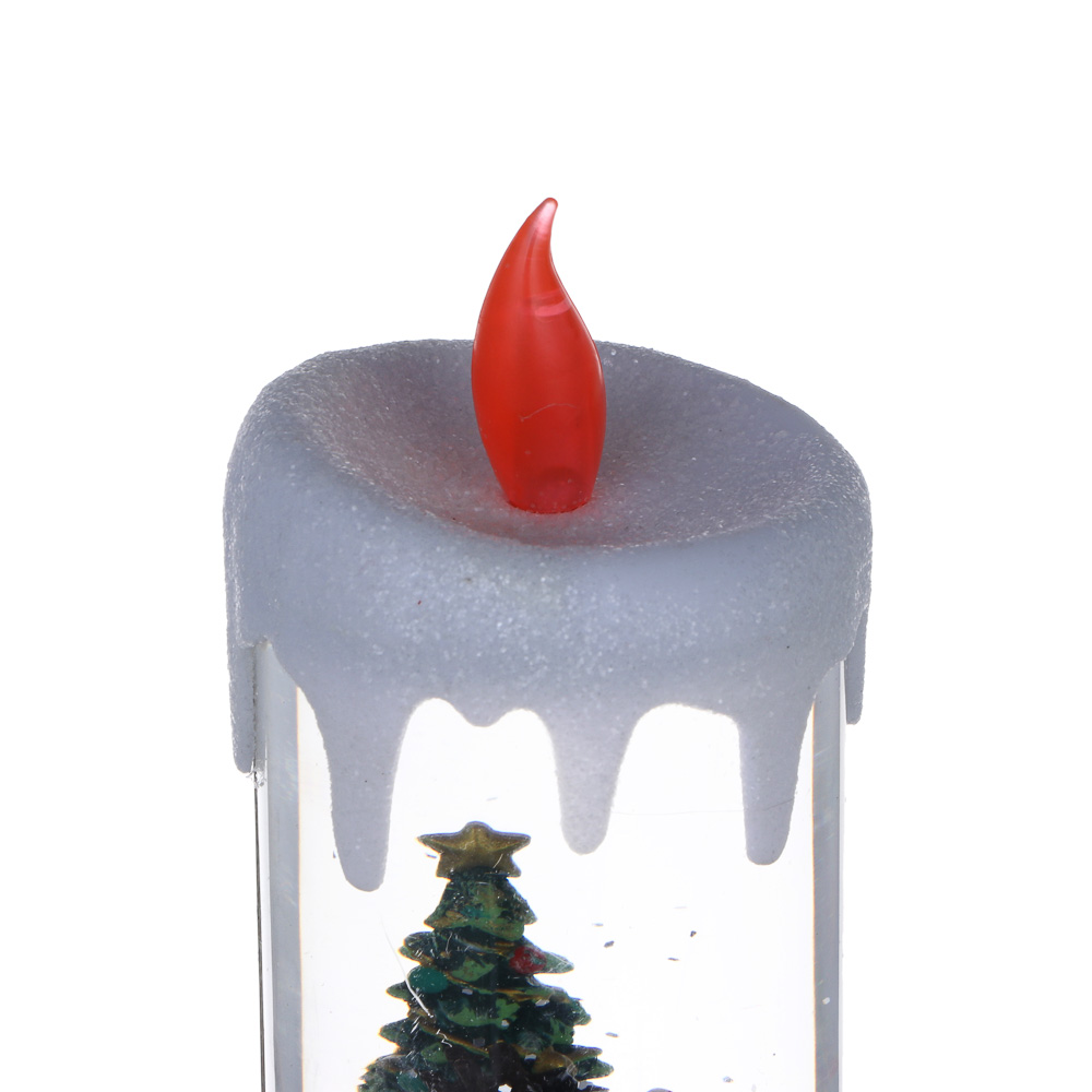 Светильник декоративный LED в виде свечи со снегом СНОУ БУМ, 8х8х27 см, 2 режима, PC, ABS, вода, 3хAAA/USB, 3 дизайна, арт.№ 185-115