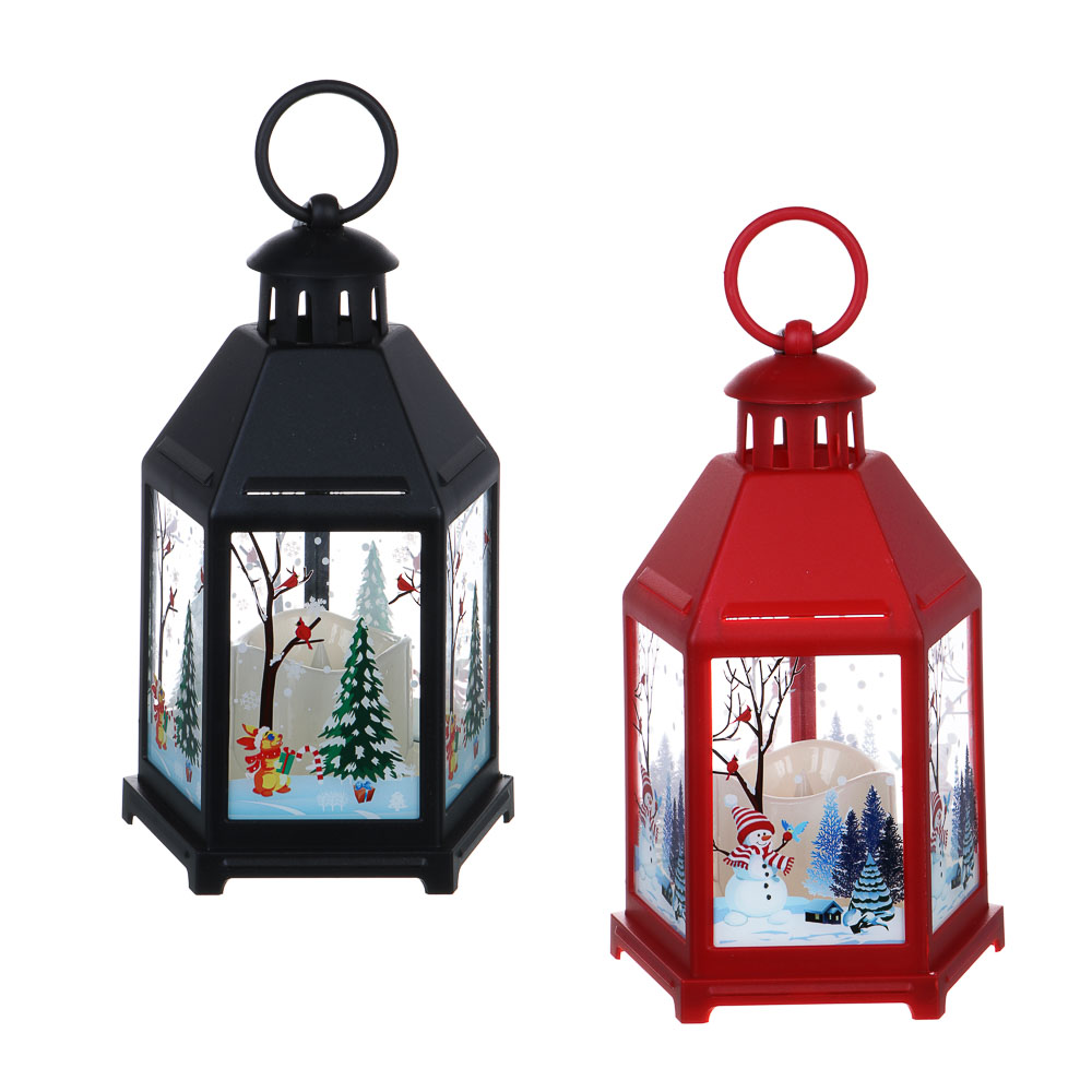 Светильник декоративный LED в виде фонаря 12х13х21 см СНОУ БУМ, PC, ABS, 3хAAA, 1 режим, 2 дизайна, арт.№ 185-116