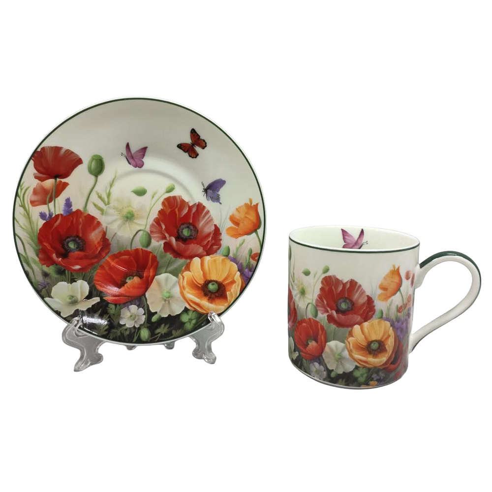 Набор чайный 2 пр., 250мл, MILLIMI, Маки, фарфор, арт.№ 802-519