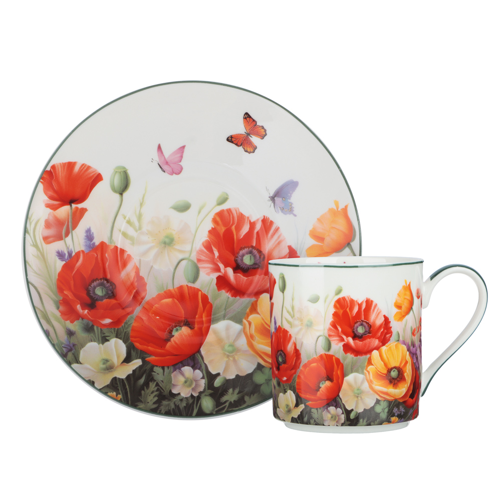 Набор чайный 2 пр., 250мл, MILLIMI, Маки, фарфор, арт.№ 802-519