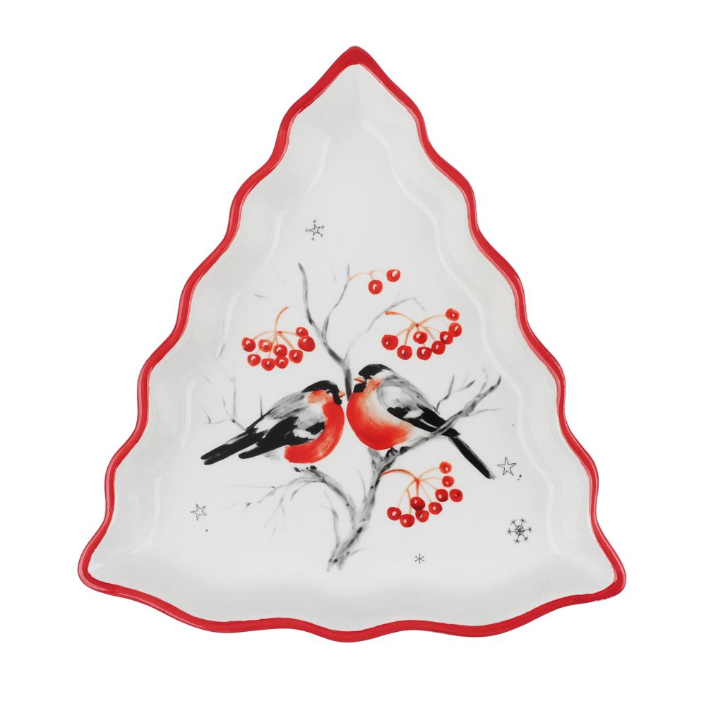 MILLIMI Снегири Блюдо в форме елки 21х16х3см, керамика — купить в МПР MILLIMI Снегири Блюдо в форме елки 21х16х3см, керамика, арт.№ 820-682