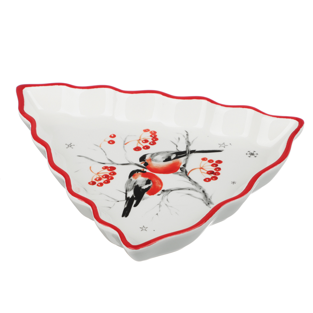 MILLIMI Снегири Блюдо в форме елки 21х16х3см, керамика, арт.№ 820-682