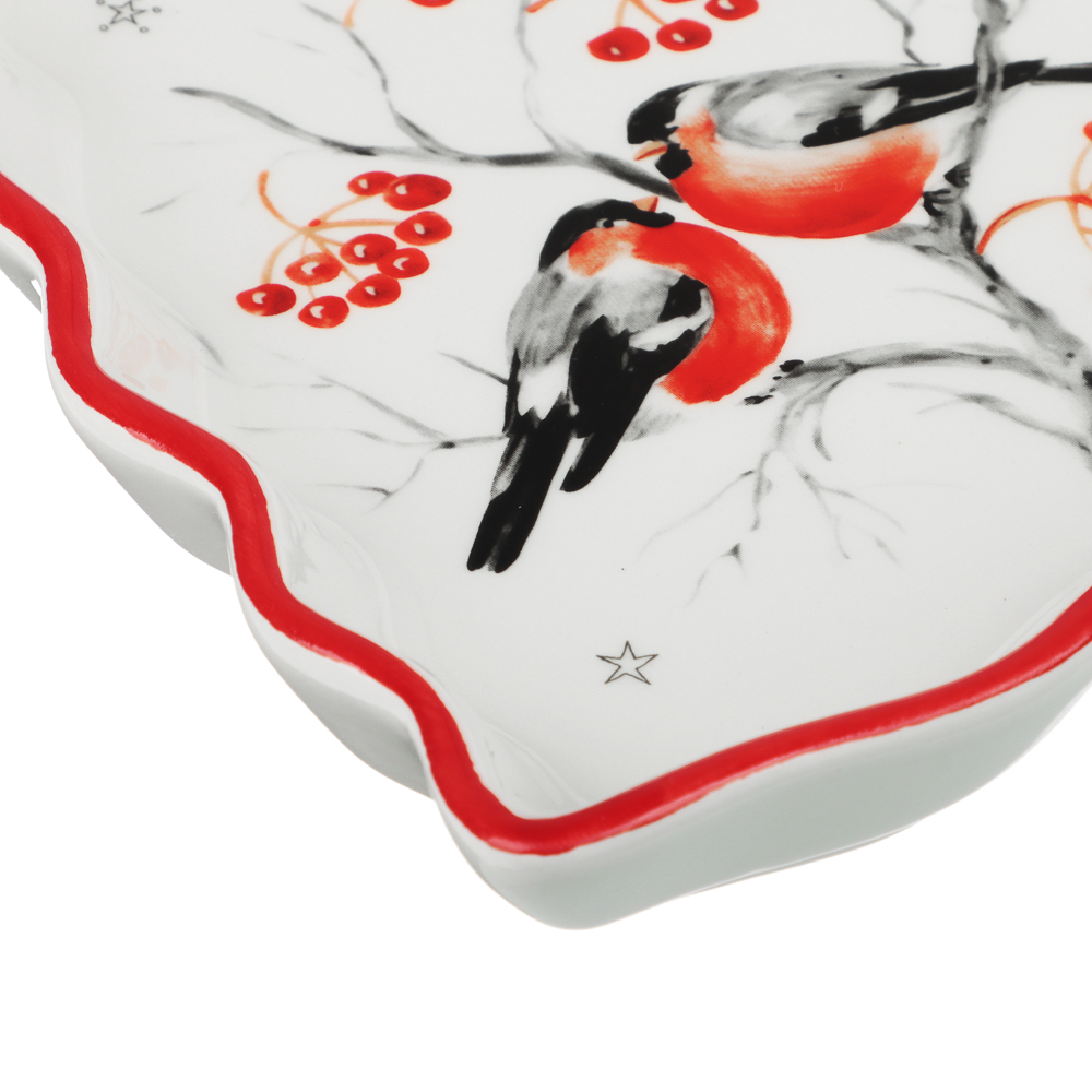 MILLIMI Снегири Блюдо в форме елки 21х16х3см, керамика, арт.№ 820-682