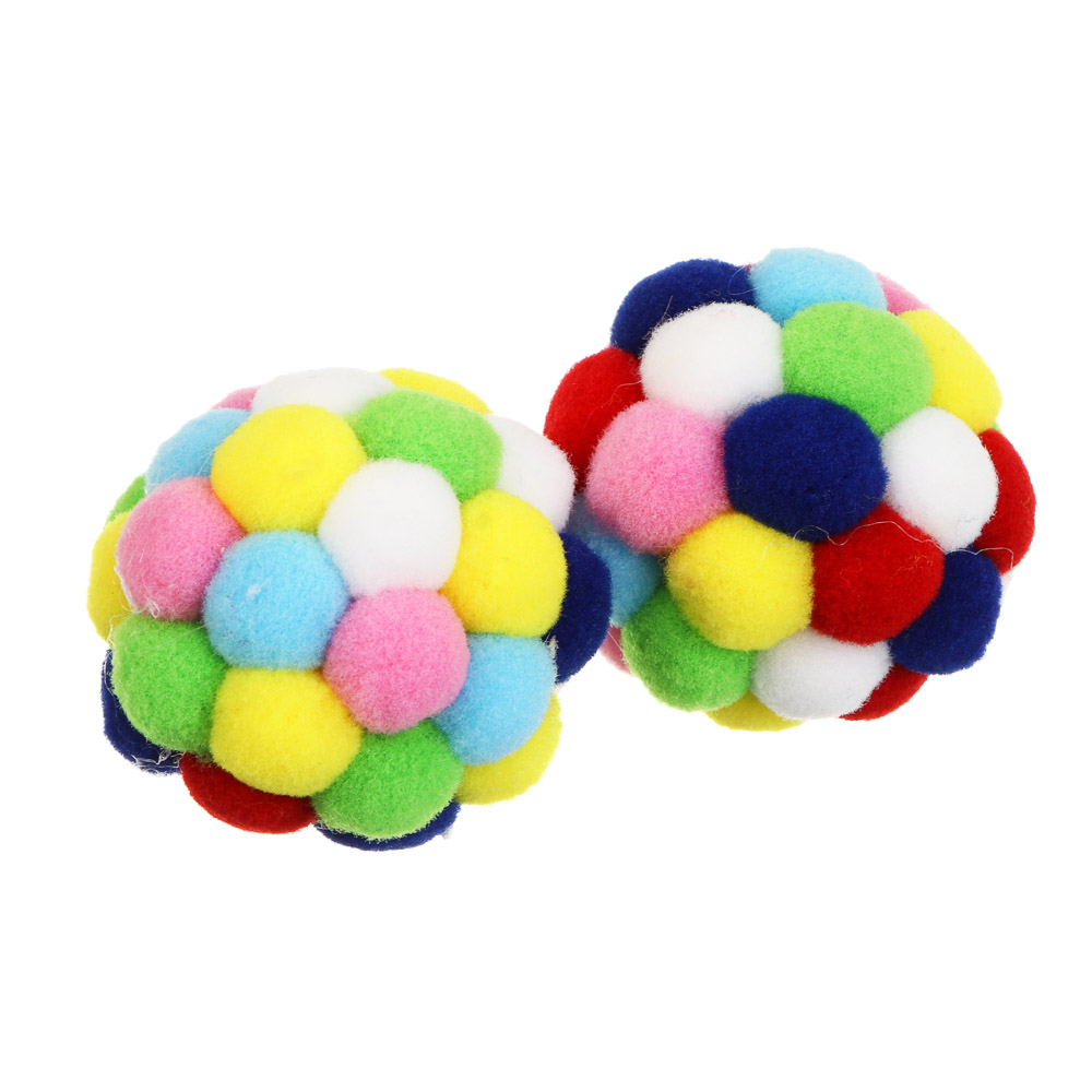 Набор игрушек для кошек, разноцветные мячи, 5см, 2шт, арт.№ 273-529