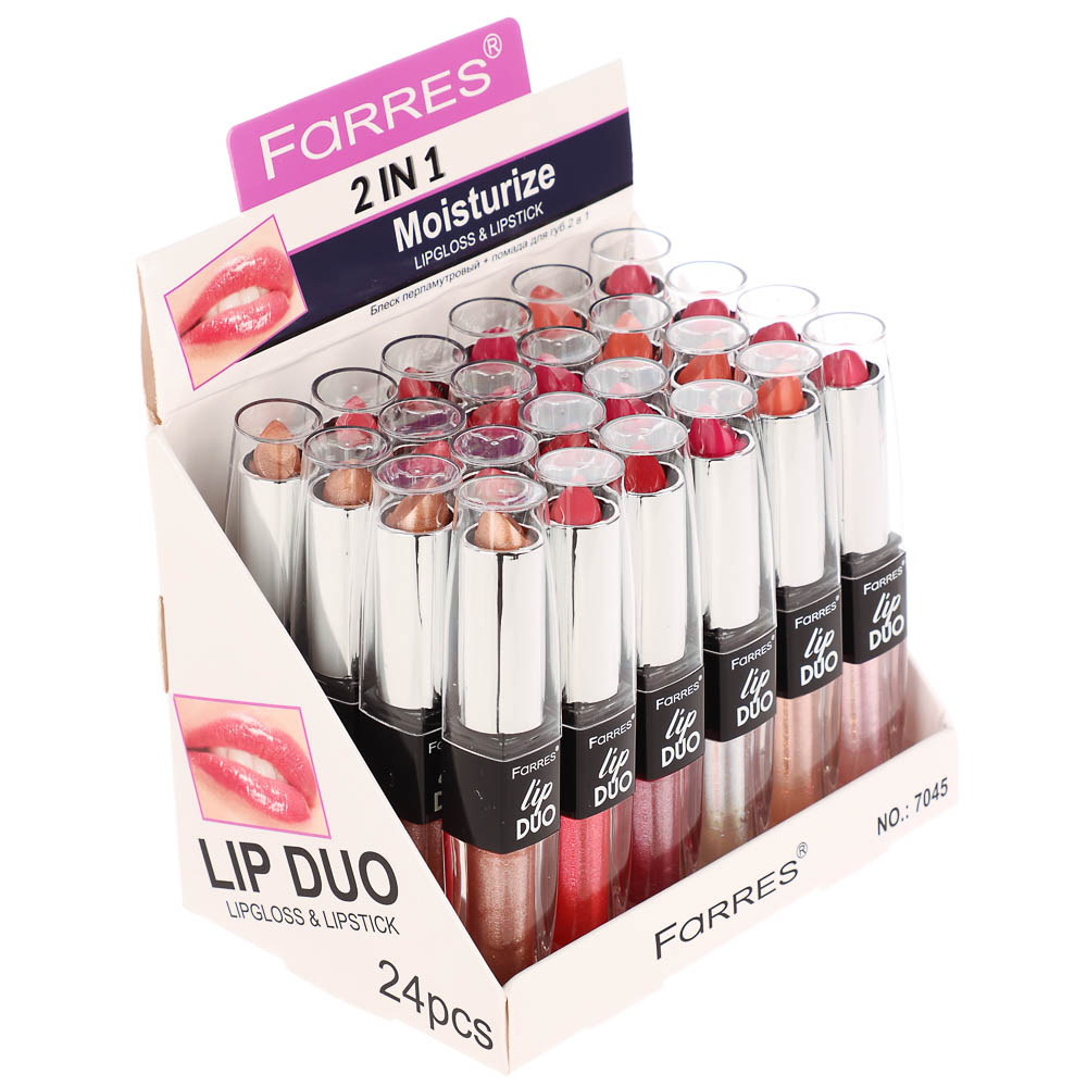 Блеск увлажняющий + помада для губ 2 в 1, тм Farres  4 г, арт.№ 330-616