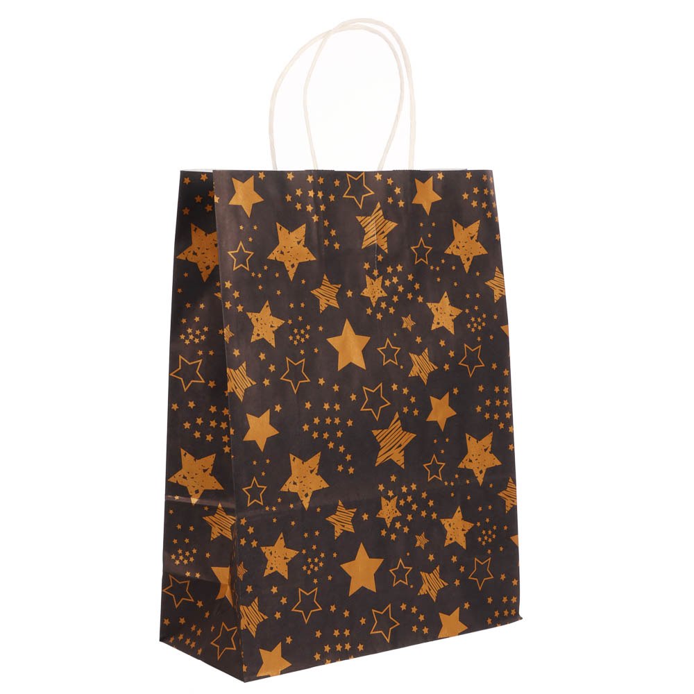 Пакет подарочный с кручеными ручками 24x10,5x32 см, "Звездное сияние" внутри белый, арт.№ 507-510