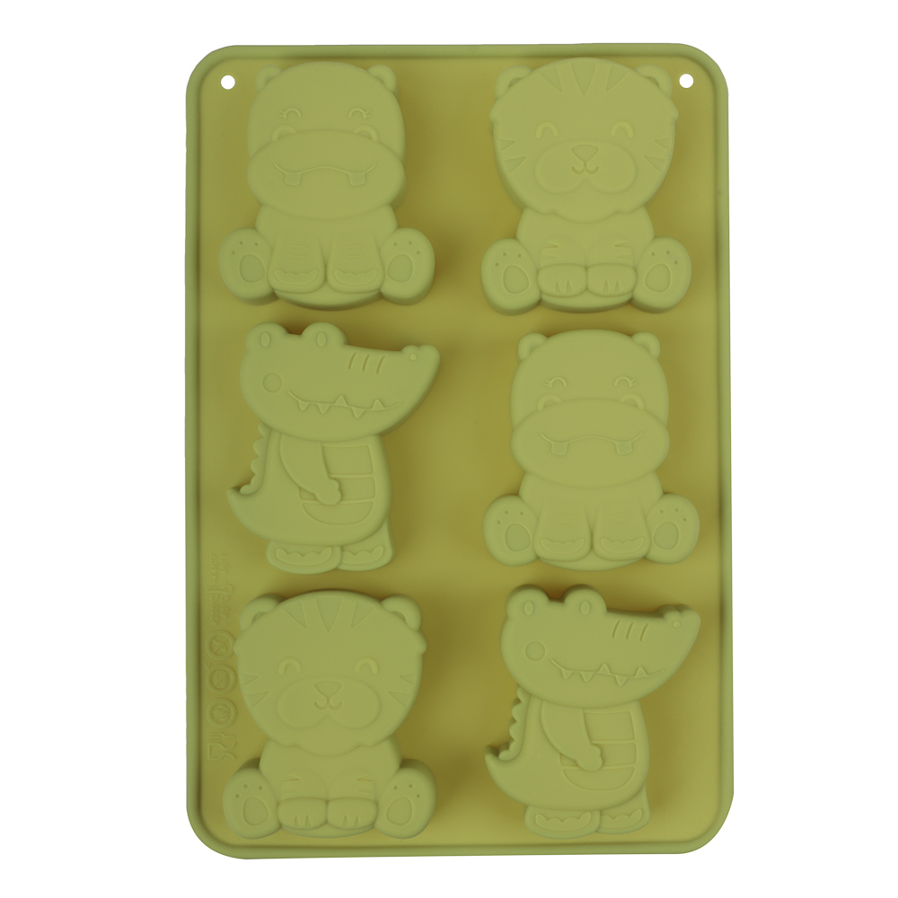 VETTA Форма для выпечки 6 ячеек 23,5х16х2см "Зверята", силикон, 3 цвета, арт.№ 856-200