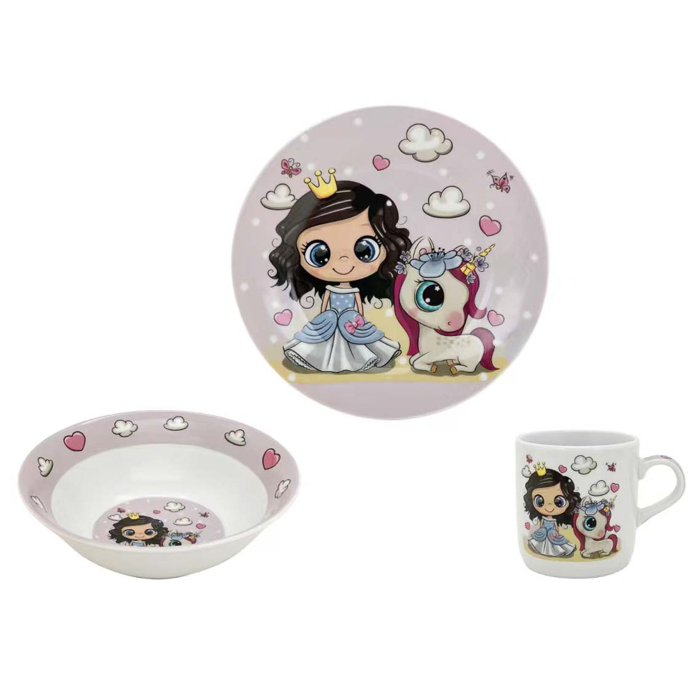 Набор посуды 3пр, тм MILLIMI Принцесса, фарфор, арт.№ 829-237