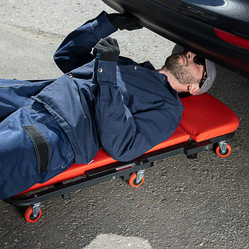 ЕРМАК Лежак подкатной, трансформер (стул) 102x41x15см, металл, кожа, арт.№ 690-117