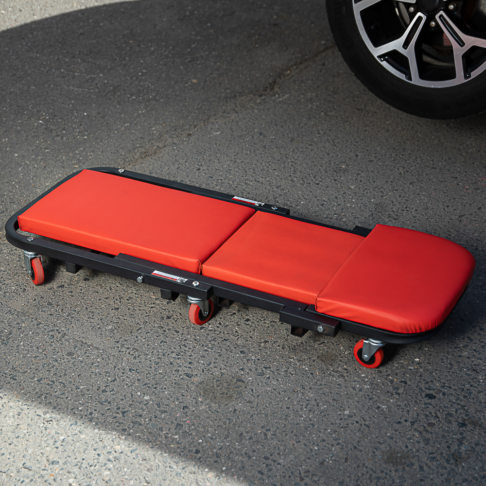 ЕРМАК Лежак подкатной, трансформер (стул) 102x41x15см, металл, кожа, арт.№ 690-117