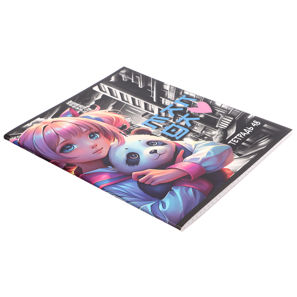 Тетрадь общая 48л. в клетку, БЕЛЫЕ ЛИСТЫ, обложка картон, скрепка, УФ лак, "Микс коллекций" 4 диз, арт.№ 578-160