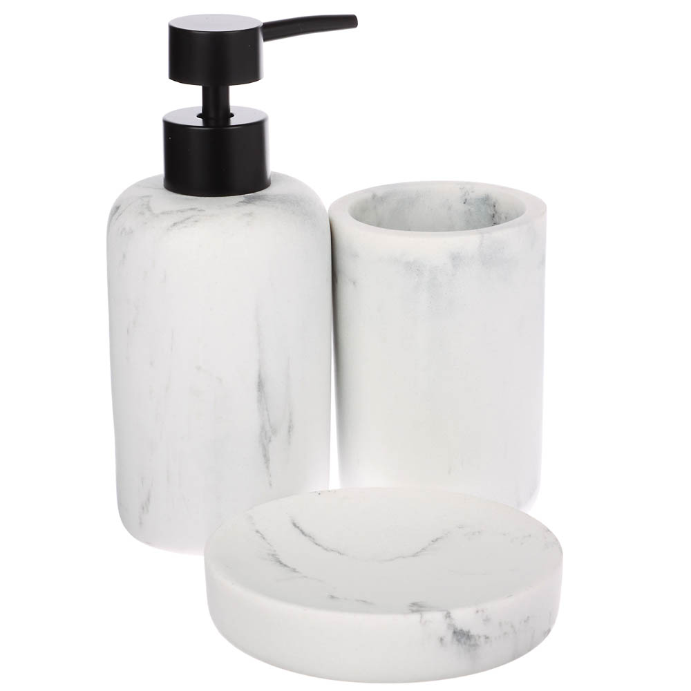 Мыльница тм VETTA Мрамор, смола (полирезин), бело-серый, 11x11x2,1см, арт.№ 463-559