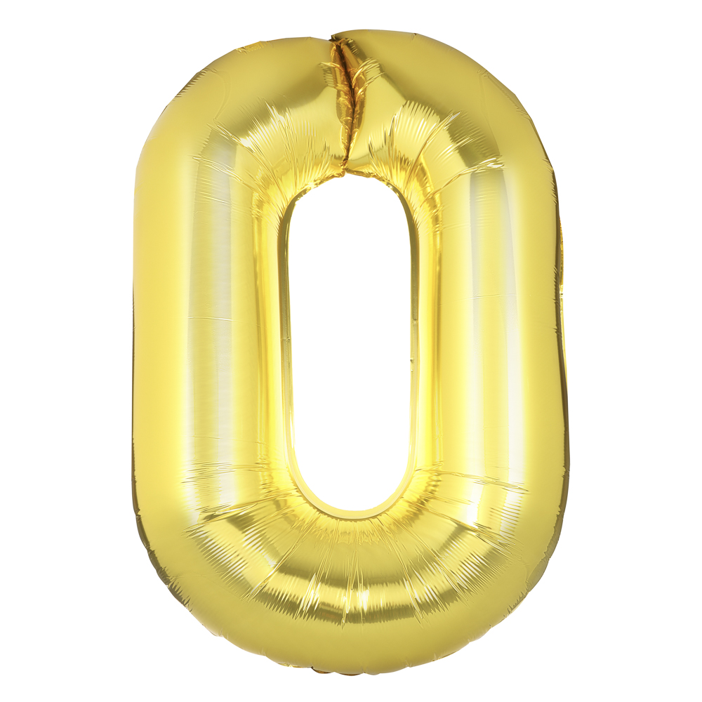 Шар воздушный Цифра "0", золотистый, фольга, 40'/101 см,, арт.№ 518-296