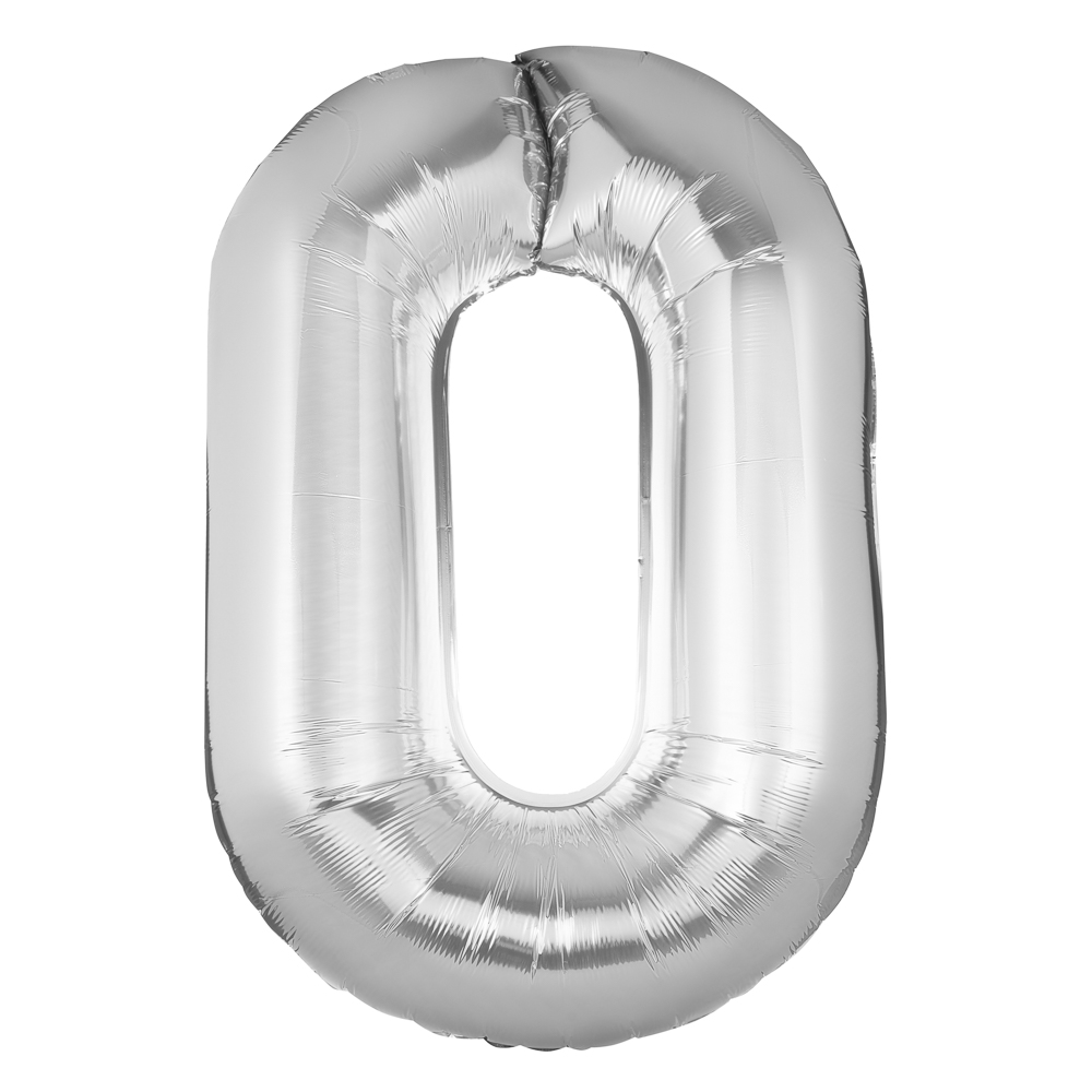 Шар воздушный Цифра "0", серебристый, фольга, 40'/101 см, арт.№ 518-297