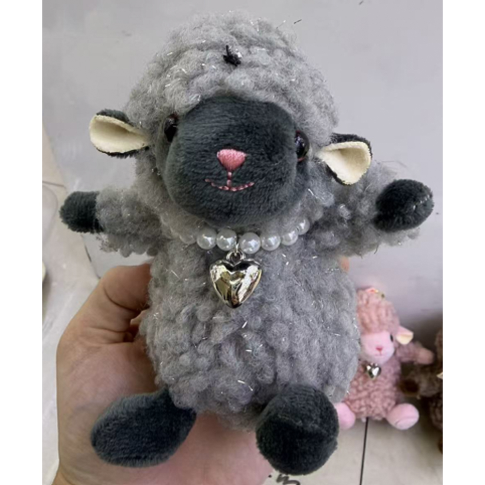 Игрушка мягкая "Овечка в ожерелье" 11 см, полиэстер, тм ИГРОЛЕНД, 3+, арт.№ 264-606