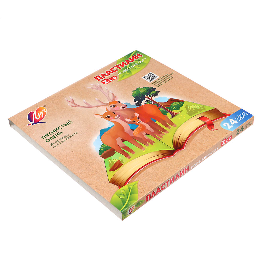 ЛУЧ Пластилин "ZOO", 24 цвета, 360 грамм, в картонной коробке, арт.№ 239-070