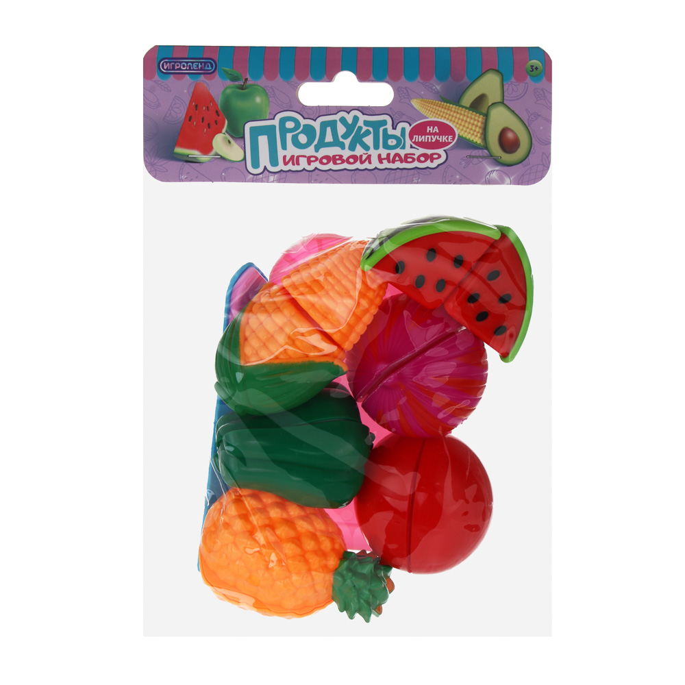 ИГРОЛЕНД Набор игровой "Продукты" на липучке, ABS, РР, 8пр., 24х15х6см, арт.№ 294-227