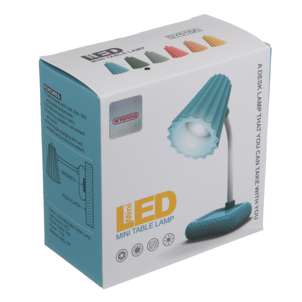 ИГРОЛЕНД Фонарик-мини "Лампа" с магнитом 3,8х3,8х8,5 см, пластик, 3xLR41, 6 цветов, арт.№ 278-140