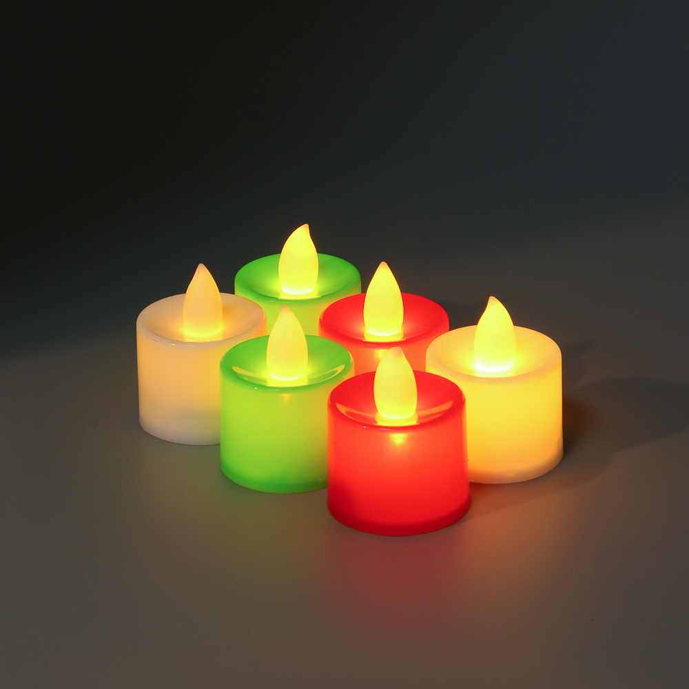 СНОУ БУМ Набор 2шт, светильник декор. LED в виде свечи, 3,7х4,5см, PP, 3хAG3, 1 режим, 2 дизайна, арт.№ 392-127