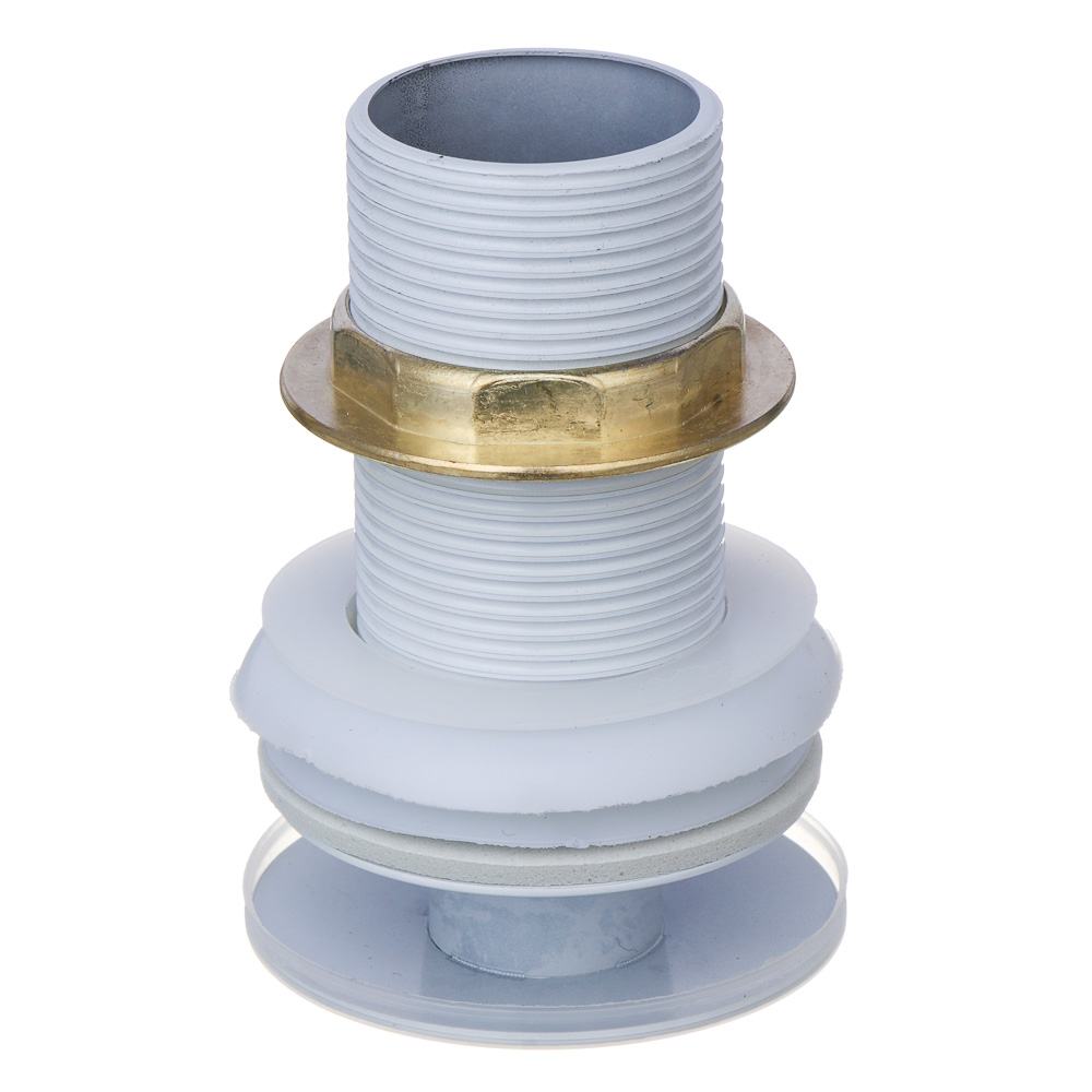 Донный клапан, без перелива, большая кнопка, подкл. 1 1/4", d=66мм, нерж. сталь, белый, арт.№ 565-153