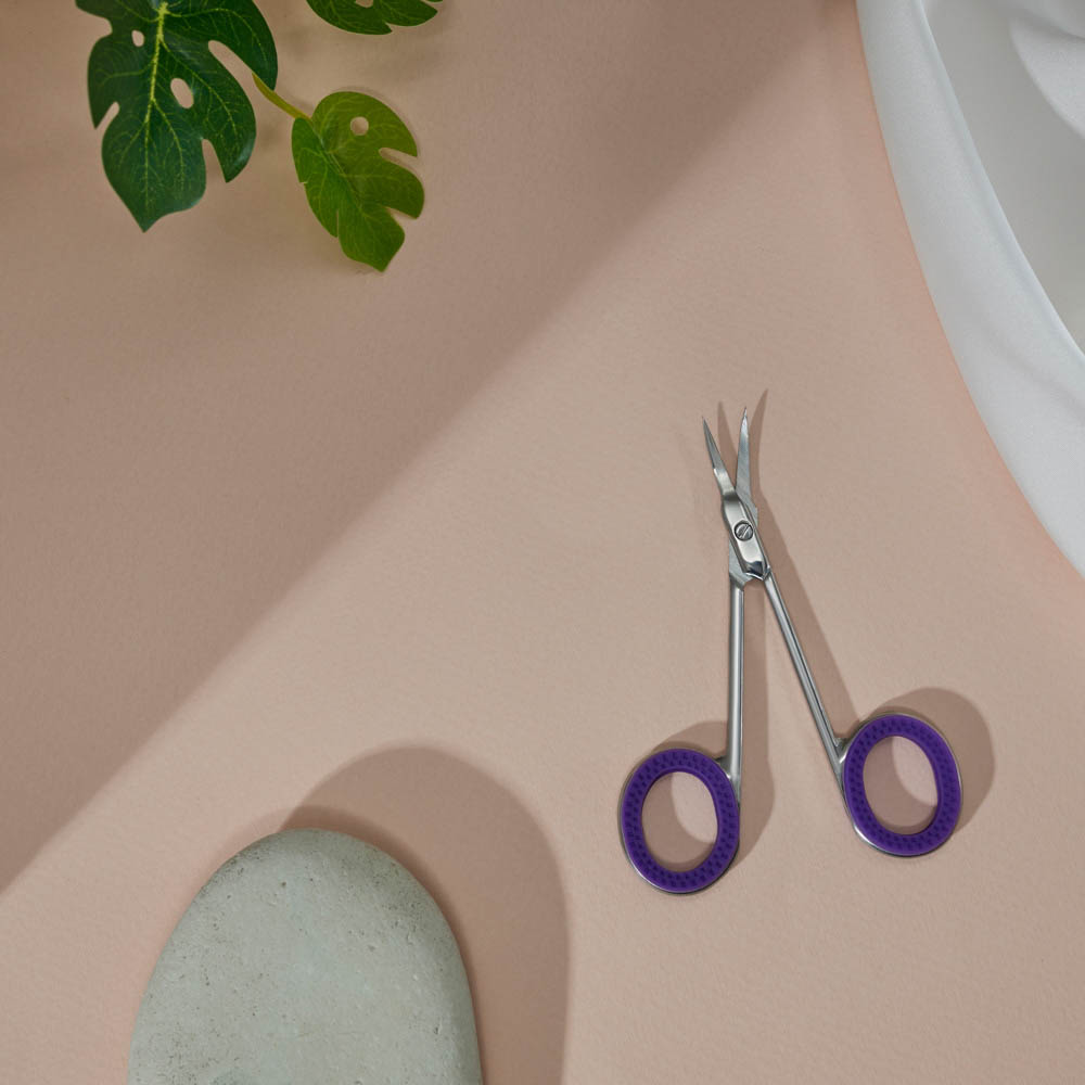 ЮНИLOOK Ножницы маникюрные для кутикулы с загнутыми лезвиями, сталь, силикон, 9,2см, фиолетовый, арт.№ 305-433