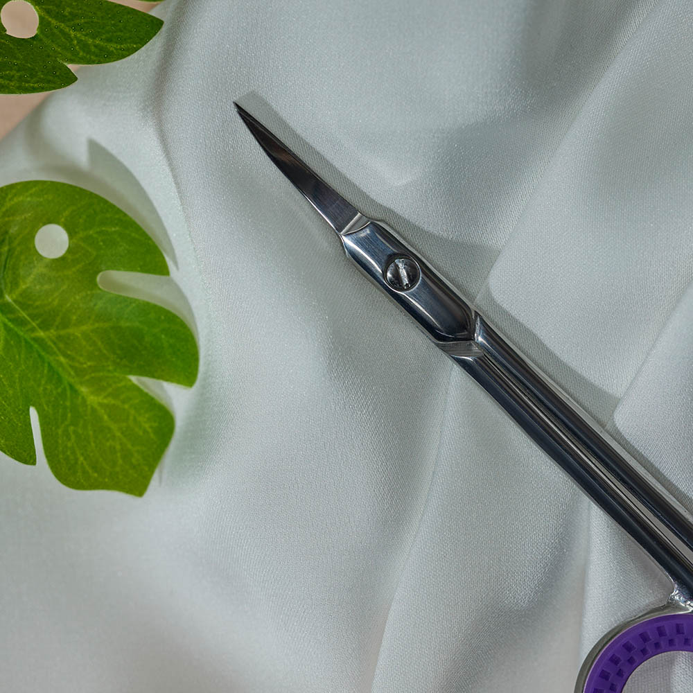 ЮНИLOOK Ножницы маникюрные для кутикулы с загнутыми лезвиями, сталь, силикон, 9,2см, фиолетовый, арт.№ 305-433