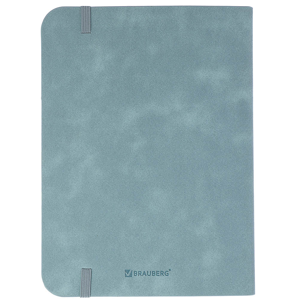 Блокнот А5 162х218мм BRAUBERG NOTE под кожу софт-тач, с резинкой, 80л, клетка, светло-серый, 113441, арт.№ 574-092