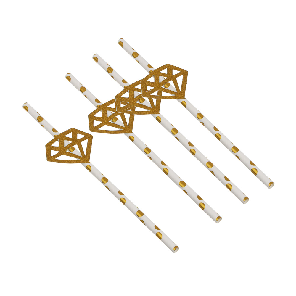 Набор трубочек для напитков "Бриллиант" тм Fntastic, 4 шт, бумага, глиттер, арт.№ 854-029