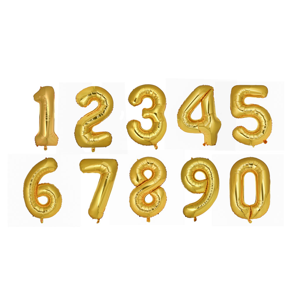 Шар воздушный фольгированный "Цифра" тм Fntastic, 40", золотистый, микс, арт.№ 518-256