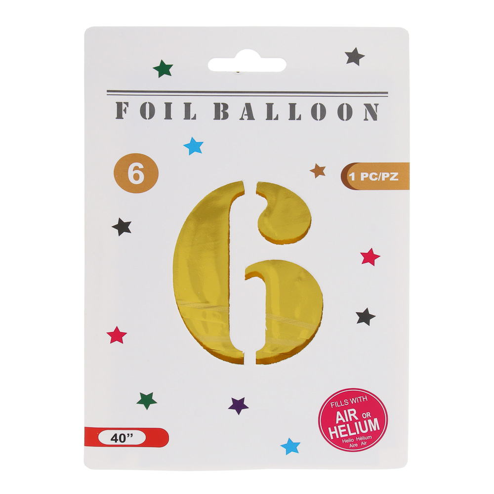 Шар воздушный фольгированный "Цифра" тм Fntastic, 40", золотистый, микс, арт.№ 518-256