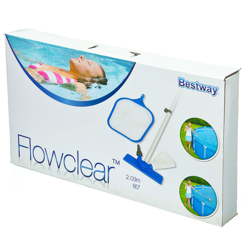 BESTWAY Уборочный комплект AQUACLEAR  для бассейна, (сачок, щетка, ручка 174см), алюминий, 58013, арт.№ 107-213